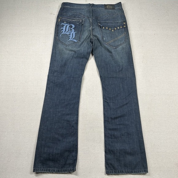 Blac Label Jeans Mens 33x34 Bootcut Low Rise Hip Hop Western Distress Embroidery - Picture 2 of 9